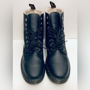 Dr. Martens Black Combat Boots with Cream Lining